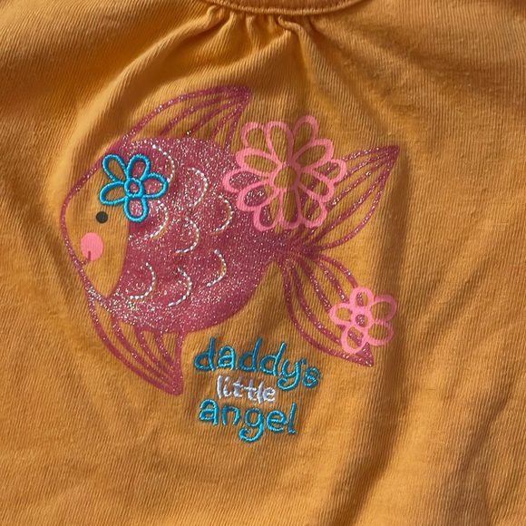 First Moments Fish Print Orange Onesie Size 3M - Picture 3 of 5